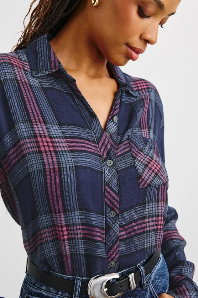 Rails Tops Women HUNTER SHIRT Navy Rose Astor
