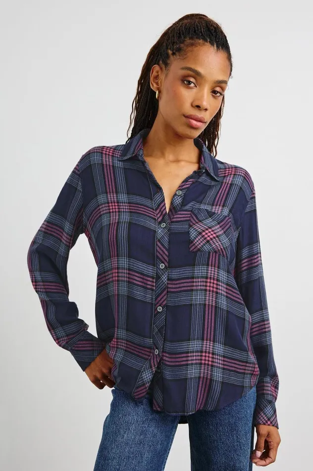Rails Tops Women HUNTER SHIRT Navy Rose Astor
