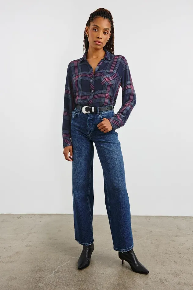 Rails Tops Women HUNTER SHIRT Navy Rose Astor