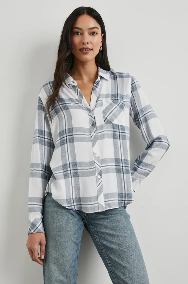 Rails Tops Women HUNTER SHIRT White Indigo Melange