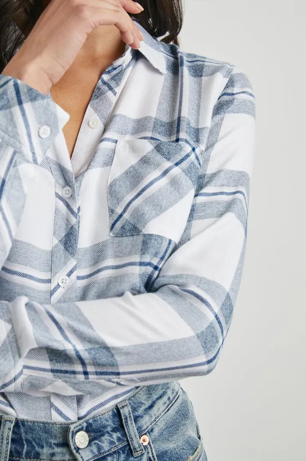 Rails Tops Women HUNTER SHIRT White Indigo Melange