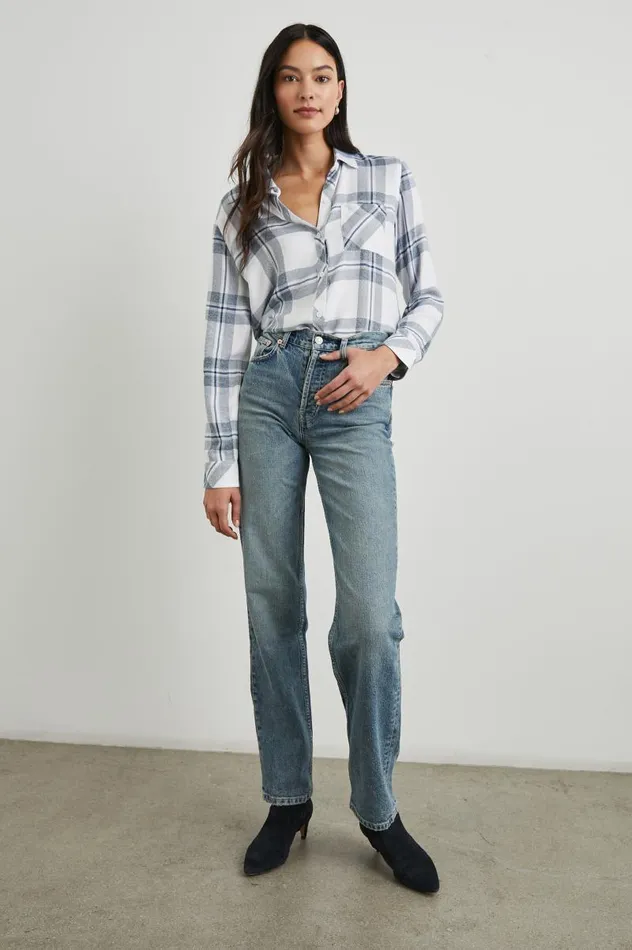 Rails Tops Women HUNTER SHIRT White Indigo Melange