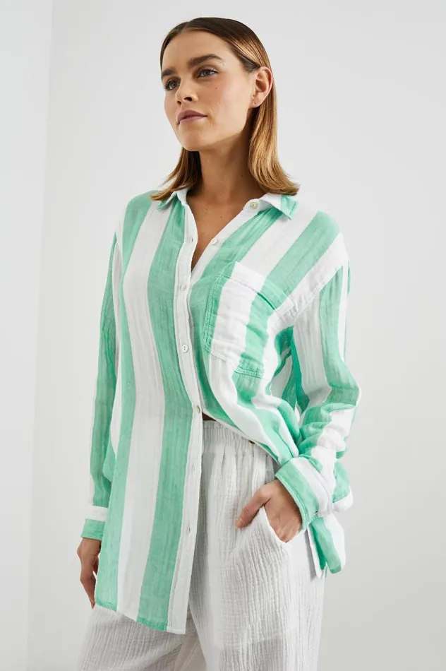Rails Tops Women JAYLIN SHIRT Jade Stripe