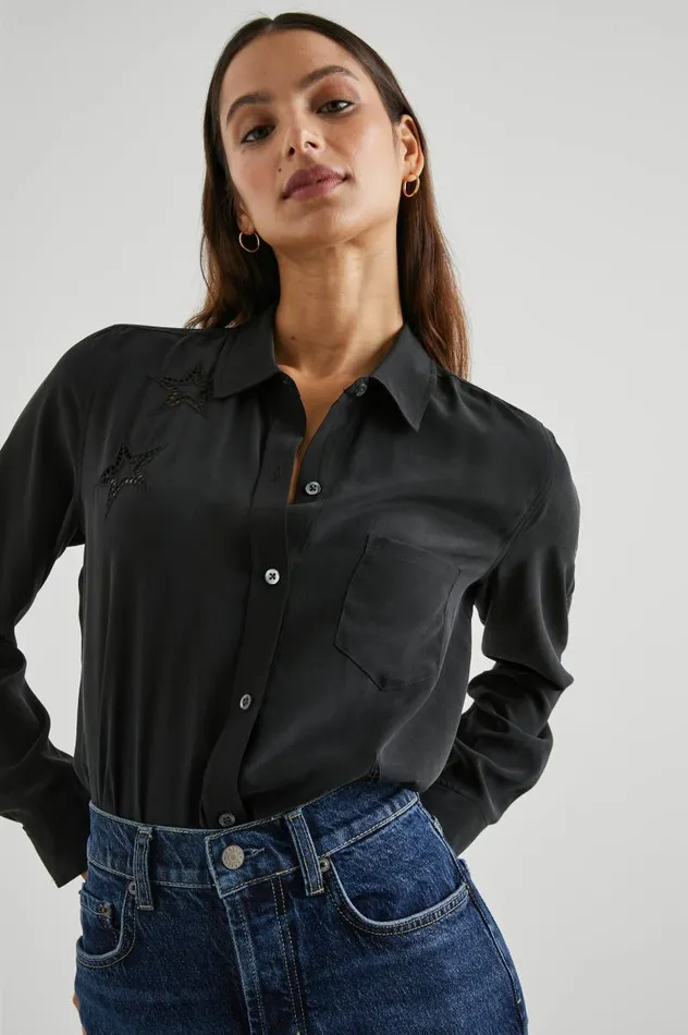 Rails Tops Women KATE SHIRT Black Eyelet Stars
