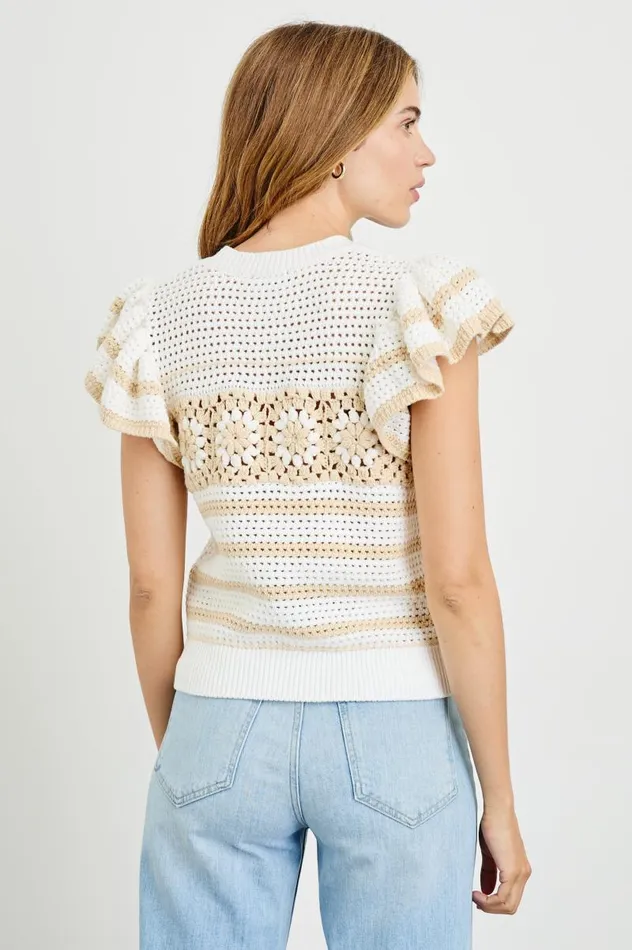 Rails Tops Women PENELOPE TOP Ivory Oat Crochet Stripe