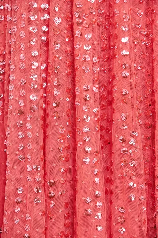 Raindrop Short Sleeve Ankle Gown Pink Women Needle and Thread Dresses