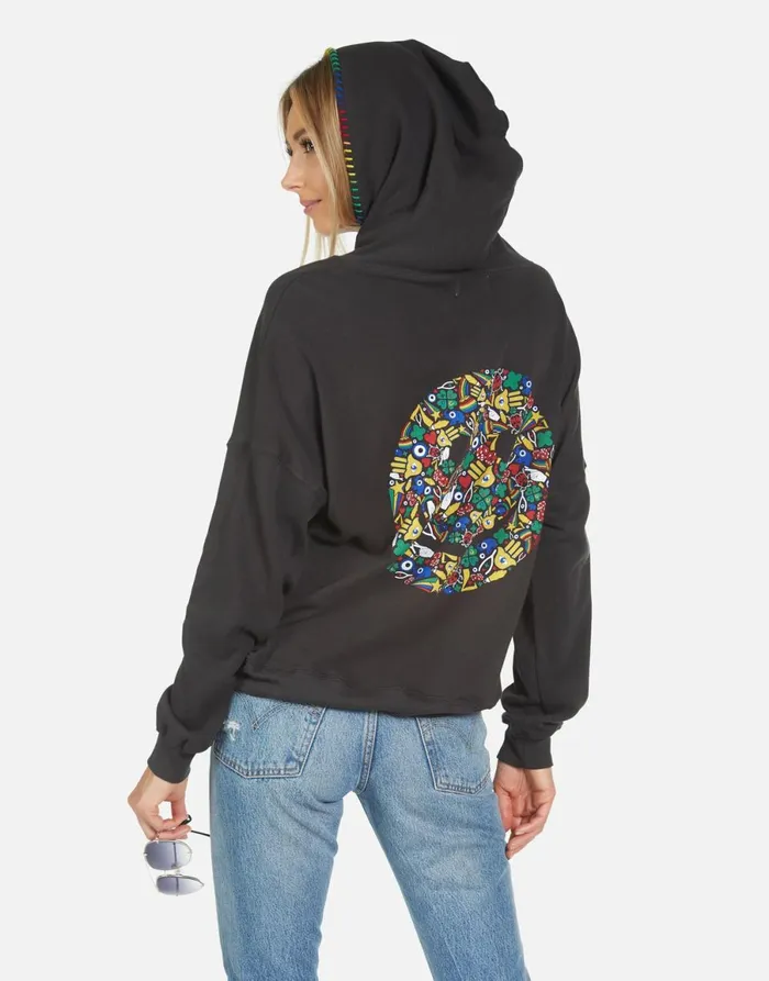 Raya Lucky Happy Face Onyx Women039s Lauren Moshi Hoodies