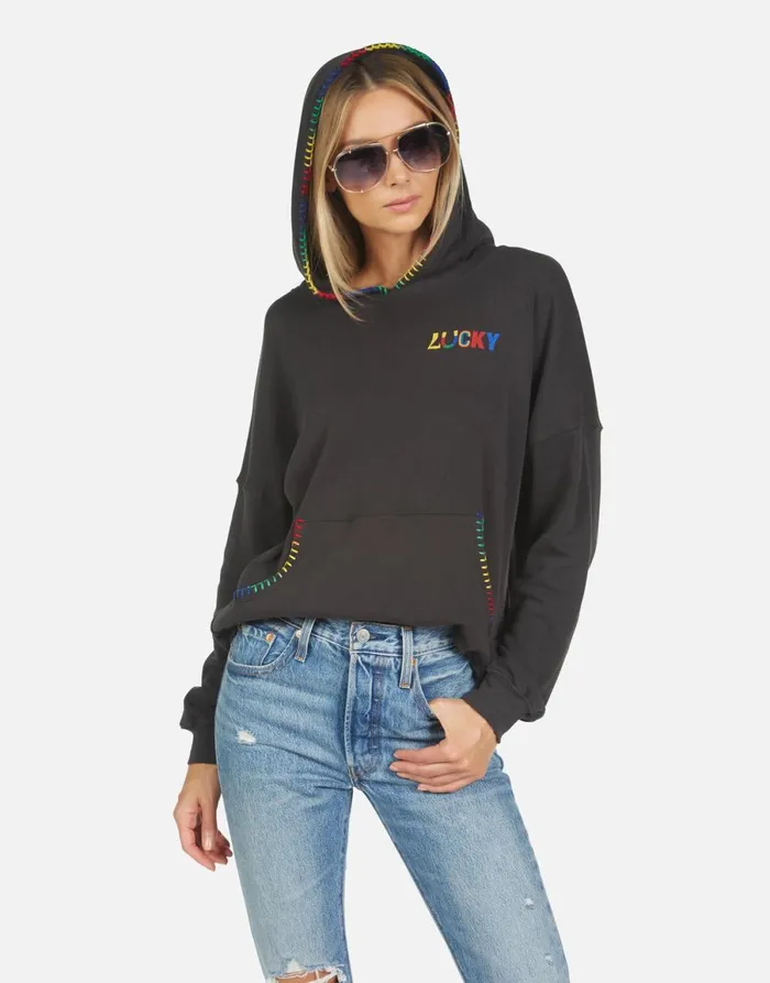 Raya Lucky Happy Face Onyx Women039s Lauren Moshi Hoodies