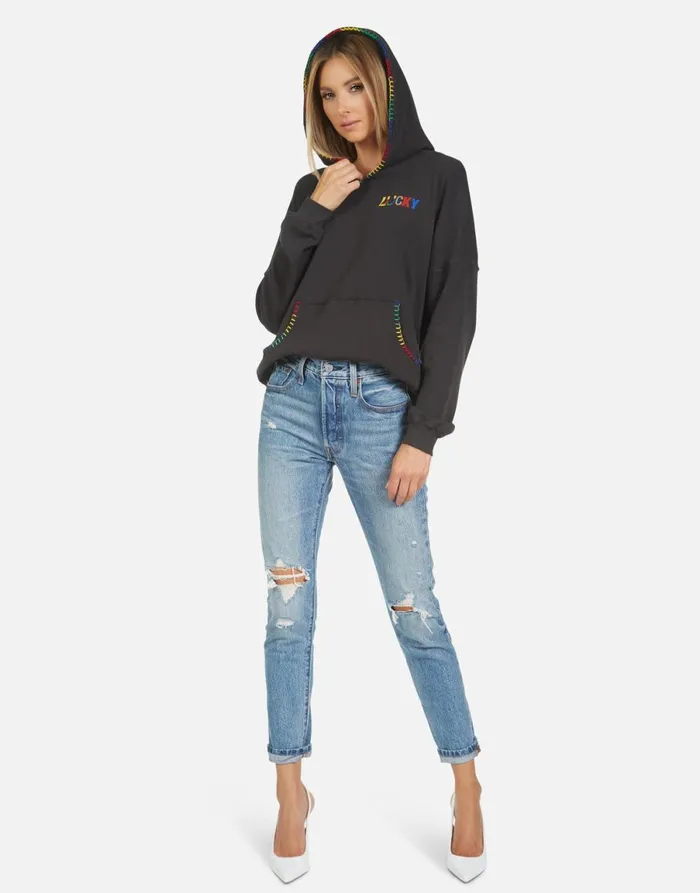 Raya Lucky Happy Face Onyx Women039s Lauren Moshi Hoodies