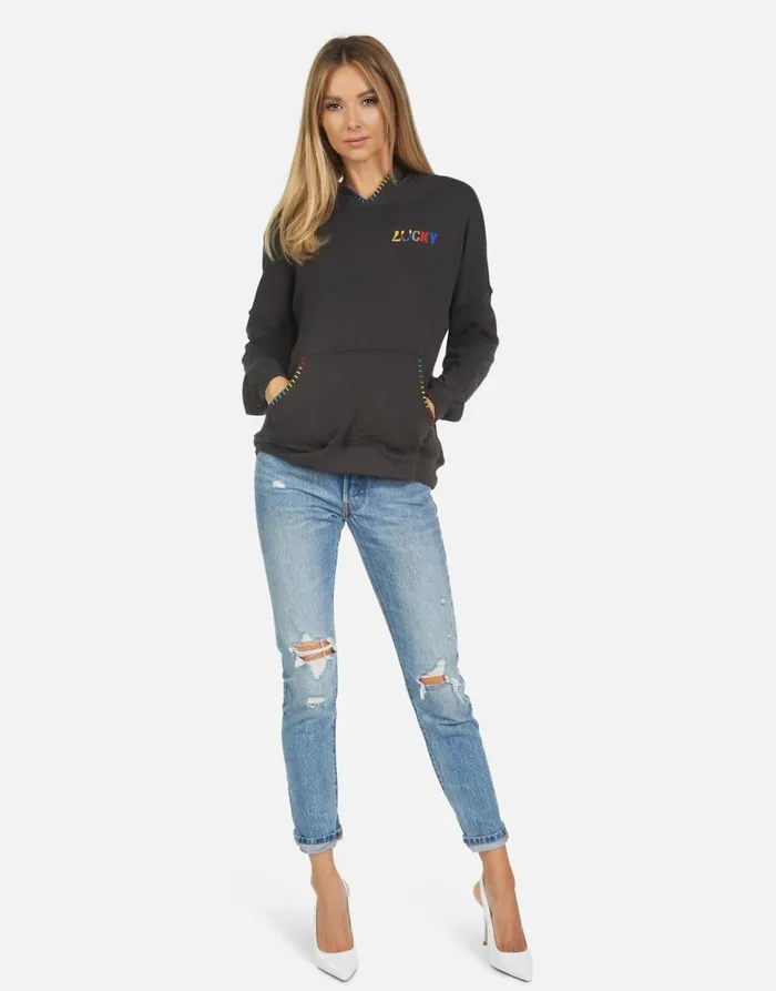 Raya Lucky Happy Face Onyx Women039s Lauren Moshi Hoodies