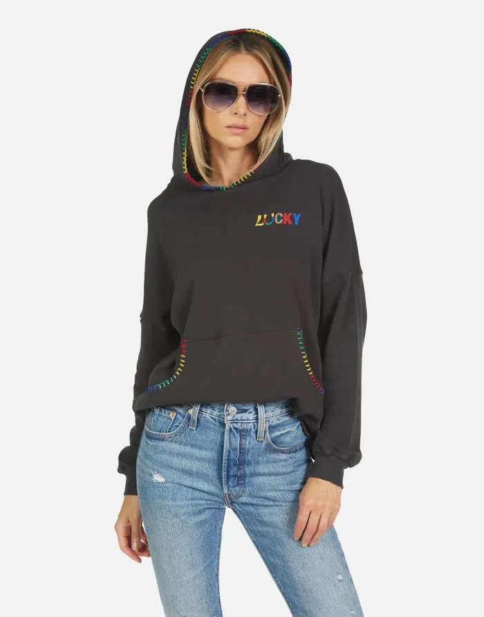 Raya Lucky Happy Face Onyx Women039s Lauren Moshi Hoodies