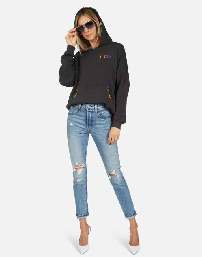 Raya Lucky Happy Face Onyx Women039s Lauren Moshi Hoodies