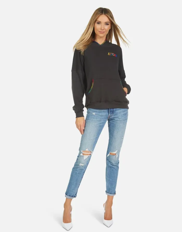 Raya Lucky Happy Face Onyx Women039s Lauren Moshi Hoodies