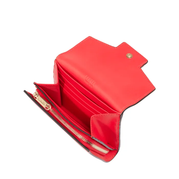 Rectangular Flap Compact Wallet Kiss Red Women Lancel Purse
