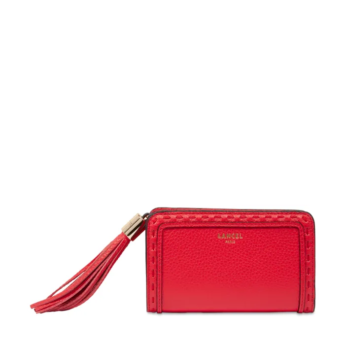 Rectangular Zip Compact Wallet Kiss Red Women Lancel Wallet