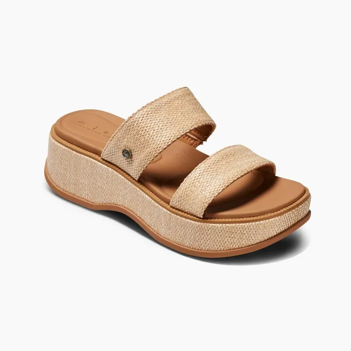 Reef Sandals Women Lofty Lux Hi Tan Raffia