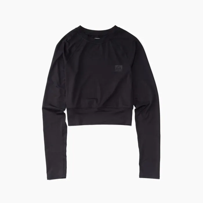Reef Sets Women Crest Crop Long Sleeve Surf Shirt Caviar