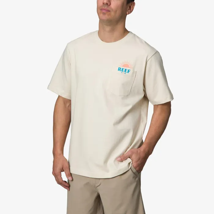 Reef TShirts and Shirts Men Sunrise Pocket Short Sleeve Tee Almond