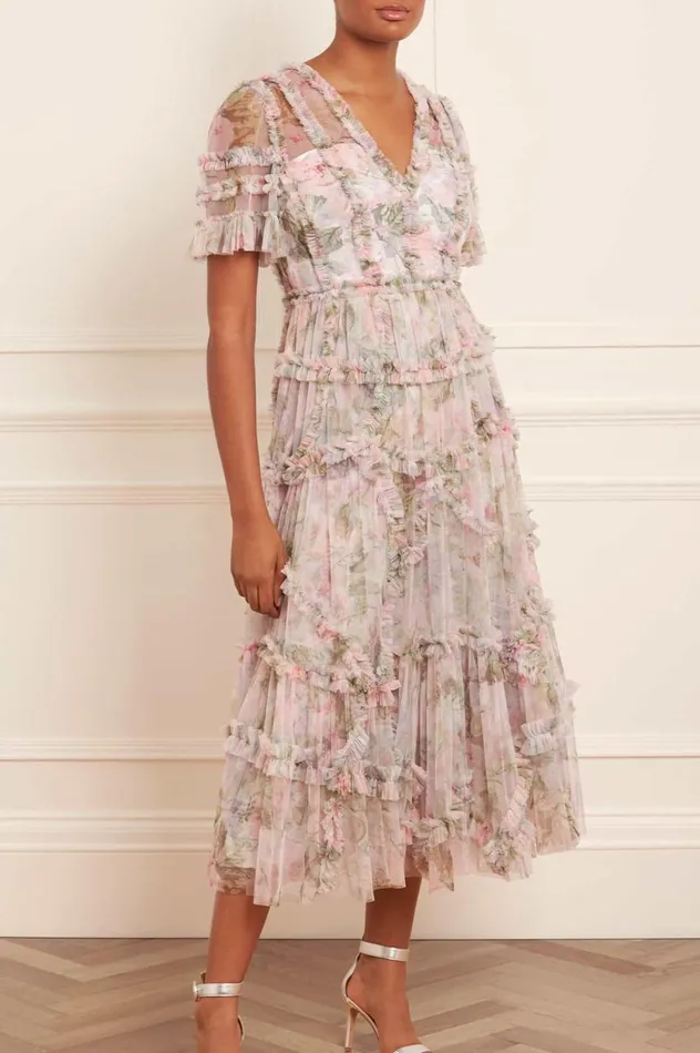 Rose Powder Ruffle Ballerina Dress Multi Women Needle and Thread Dresses