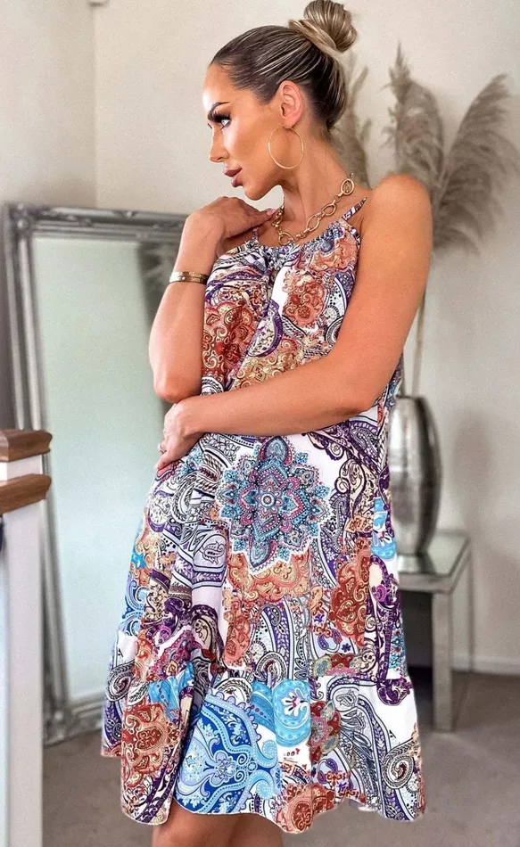 Rosie A Line Paisley Frill Dress Women Missfiga Skater Dresses