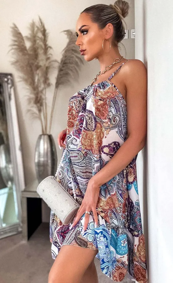 Rosie A Line Paisley Frill Dress Women Missfiga Skater Dresses