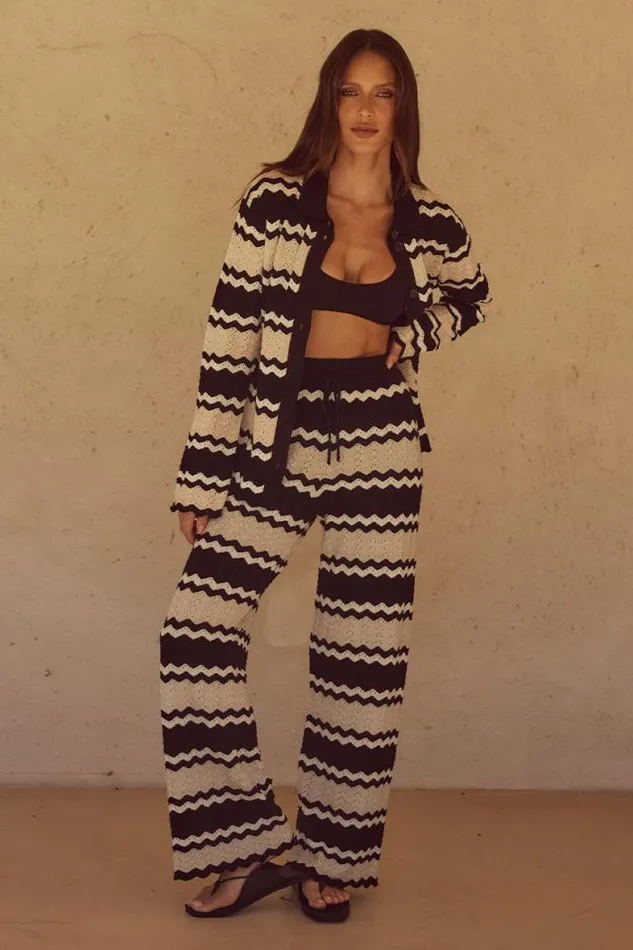 Runaway The Label KNITWEAR Shop SOFIA KNIT PANT 8211 BLACKCREAM