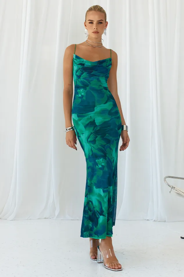 Runaway The Label Maxi Shop KAPRI SLIP DRESS 8211 GREEN FLORAL Runaway The Label Maxi Shop KAPRI SLIP DRESS 8211 GREEN FLORAL