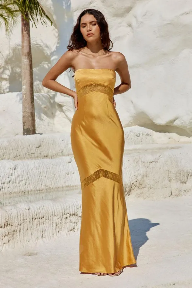 Runaway The Label Maxi Shop MELROSE STRAPLESS DRESS 8211 ORANGE