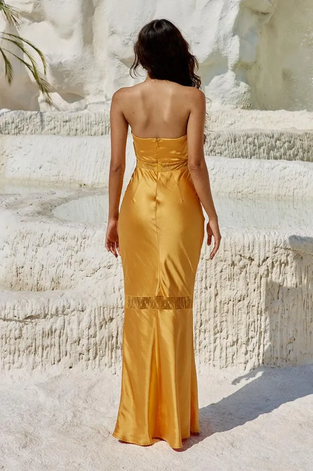 Runaway The Label Maxi Shop MELROSE STRAPLESS DRESS 8211 ORANGE