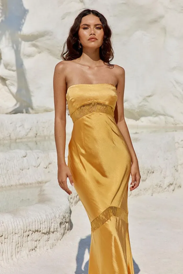 Runaway The Label Maxi Shop MELROSE STRAPLESS DRESS 8211 ORANGE