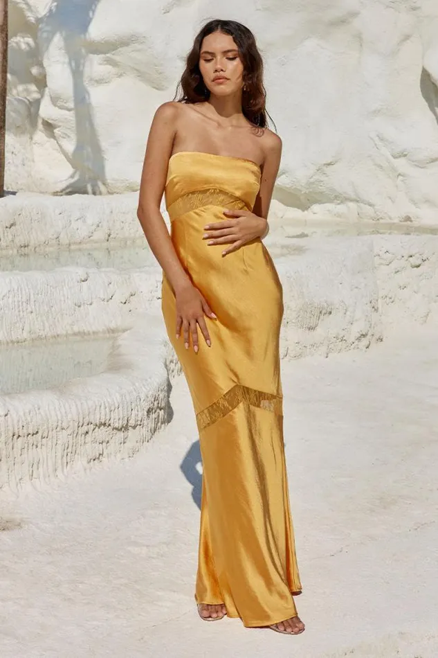 Runaway The Label Maxi Shop MELROSE STRAPLESS DRESS 8211 ORANGE