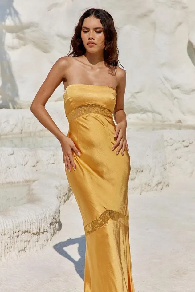 Runaway The Label Maxi Shop MELROSE STRAPLESS DRESS 8211 ORANGE
