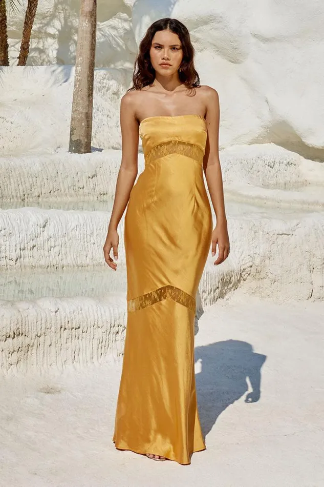 Runaway The Label Maxi Shop MELROSE STRAPLESS DRESS 8211 ORANGE