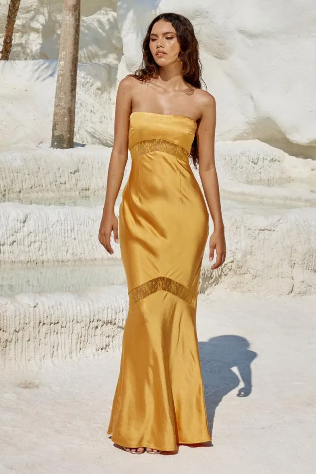 Runaway The Label Maxi Shop MELROSE STRAPLESS DRESS 8211 ORANGE