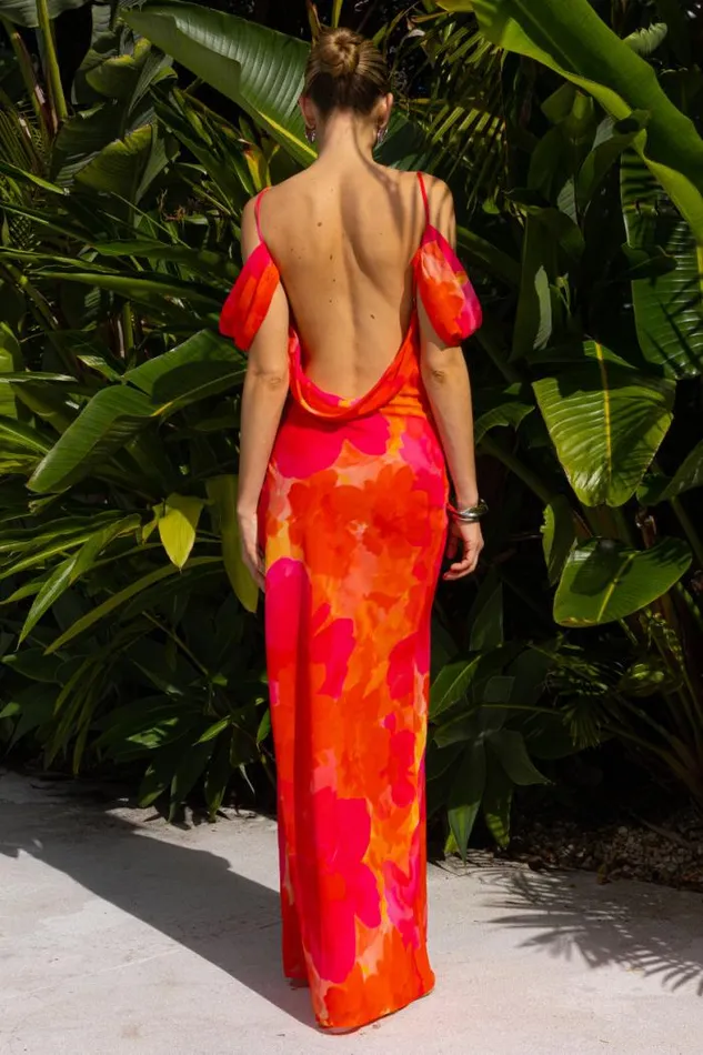 Runaway The Label Maxi Shop ORALIE MAXI DRESS 8211 ORANGE FLORAL