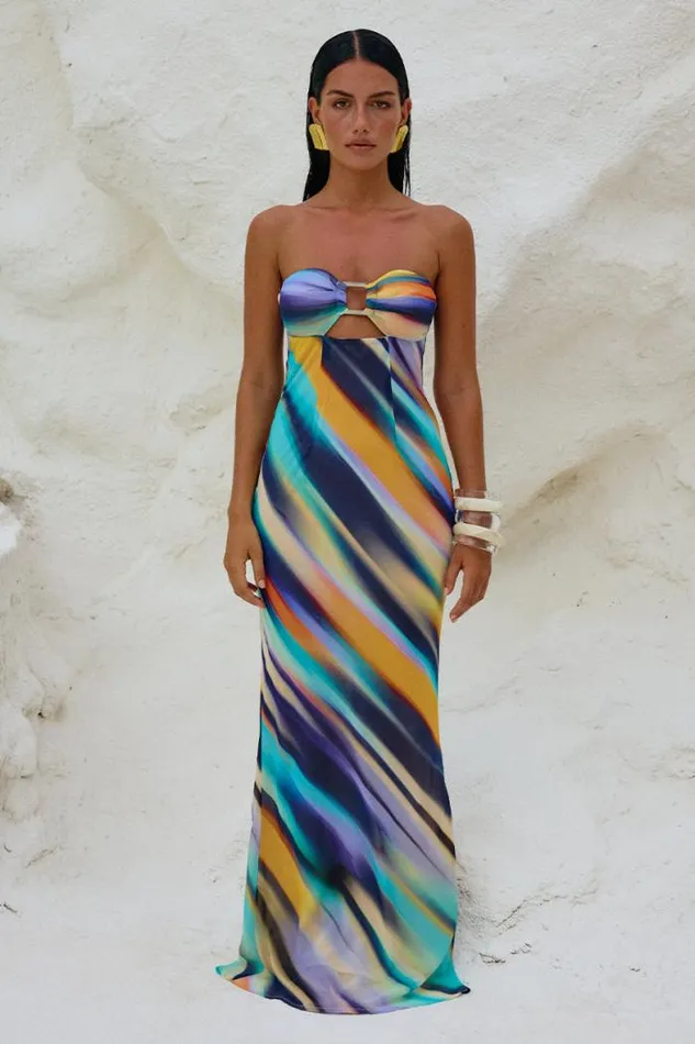 Runaway The Label Maxi Shop VELZY STRAPLESS DRESS 8211 AINSLEY PRINT