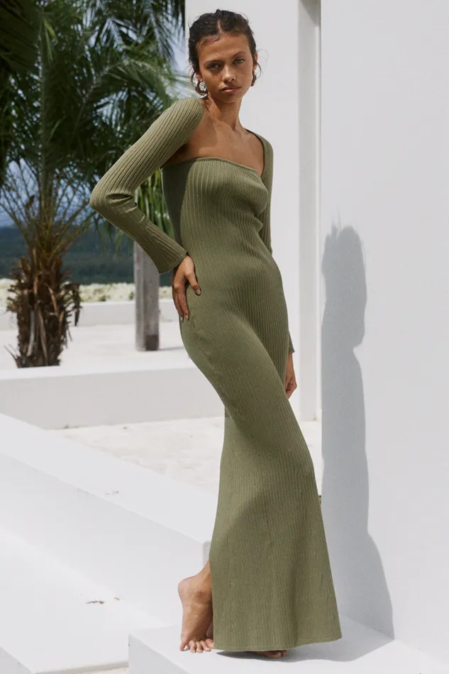 Runaway The Label Maxi Shop VITA MAXI DRESS 8211 KHAKI
