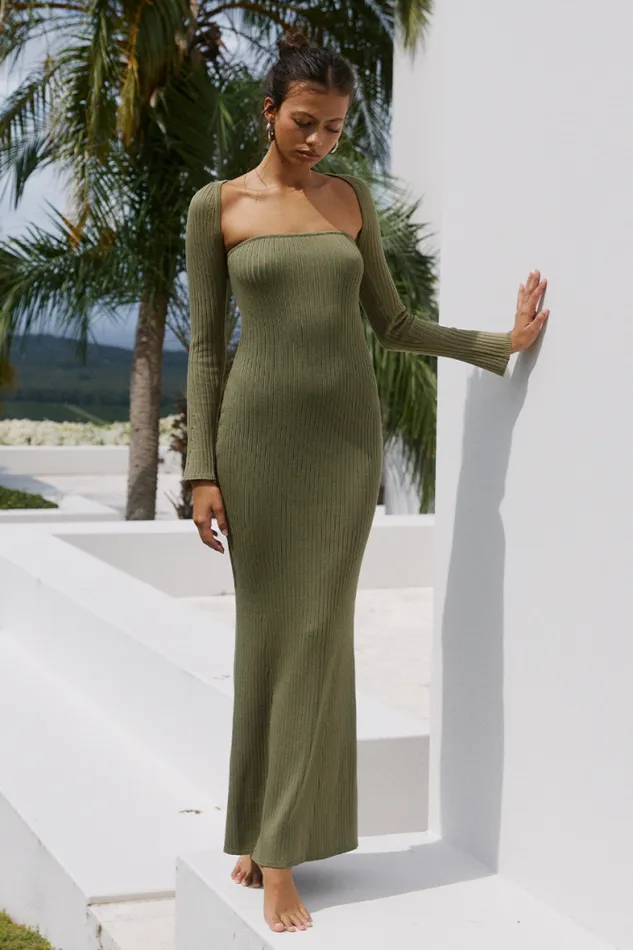 Runaway The Label Maxi Shop VITA MAXI DRESS 8211 KHAKI