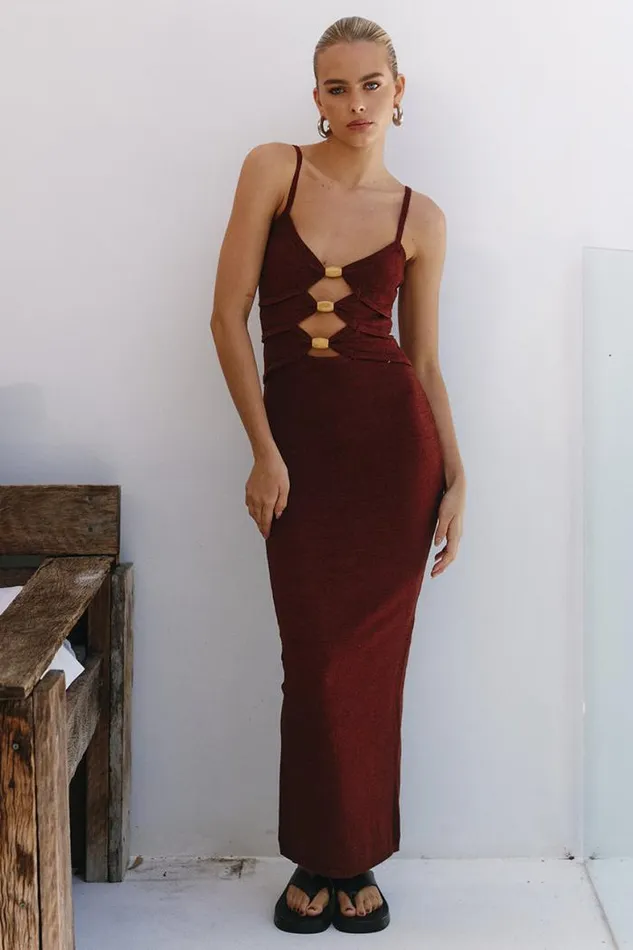 Runaway The Label Midi Shop NORMANI MIDI DRESS 8211 CHOCOLATE