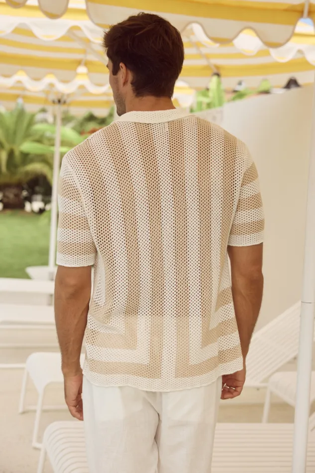 Runaway The Label Shirts Menswear THEO KNIT SHIRT 8211 SANDWHITE