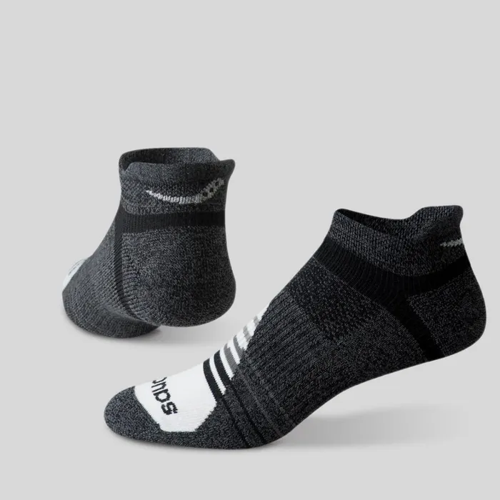 Saucony Socks MenWomen Inferno Merino Wool Blend No Show 3Pack Sock Grey Marl