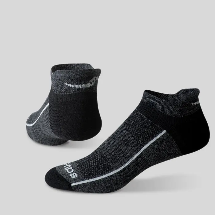 Saucony Socks MenWomen Inferno Merino Wool Blend No Show 3Pack Sock Grey Marl