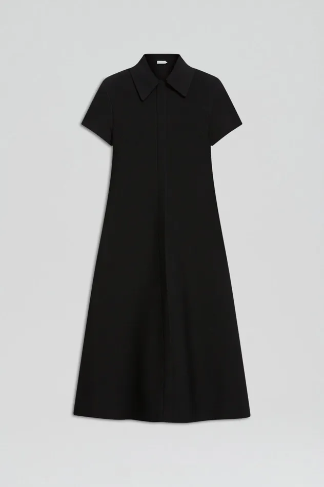 Scanlan Theodore CREPE KNIT ZIP SHIRT DRESS BLACK Women Dresses