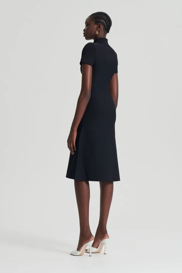 Scanlan Theodore CREPE KNIT ZIP SHIRT DRESS BLACK Women Dresses