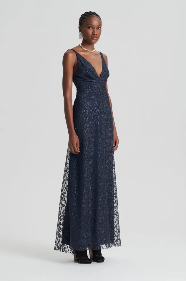 Scanlan Theodore Dresses Women TINSEL PRINT GOWN NAVY