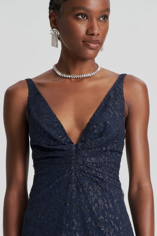 Scanlan Theodore Dresses Women TINSEL PRINT GOWN NAVY