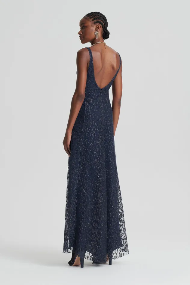 Scanlan Theodore Dresses Women TINSEL PRINT GOWN NAVY