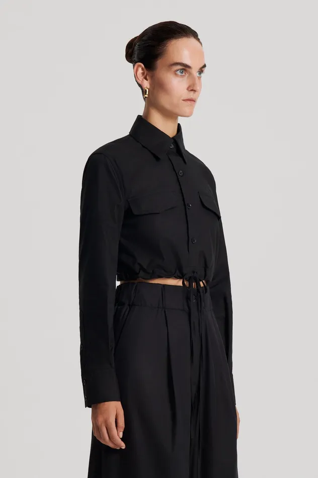 Scanlan Theodore Shirts Women CROP CARGO SHIRT BLACK Scanlan Theodore Shirts Women CROP CARGO SHIRT BLACK