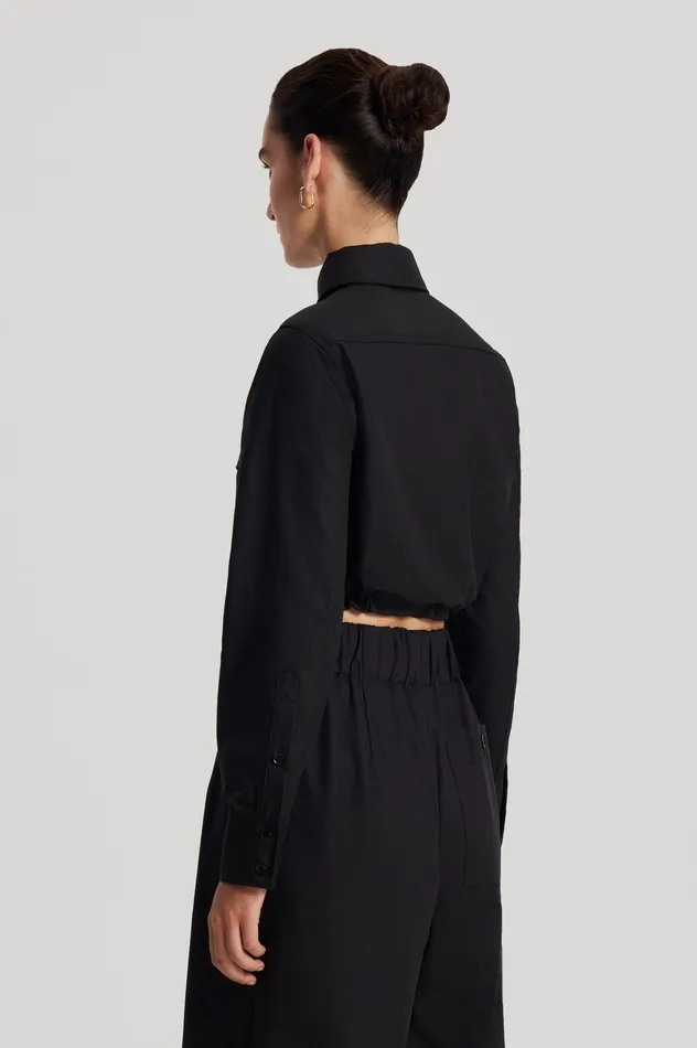 Scanlan Theodore Shirts Women CROP CARGO SHIRT BLACK Scanlan Theodore Shirts Women CROP CARGO SHIRT BLACK