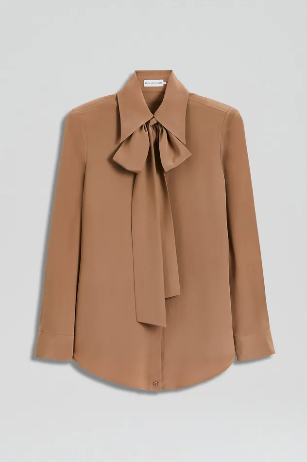 Scanlan Theodore Shirts Women SILK SHOULDER PAD SHIRT CAMEL